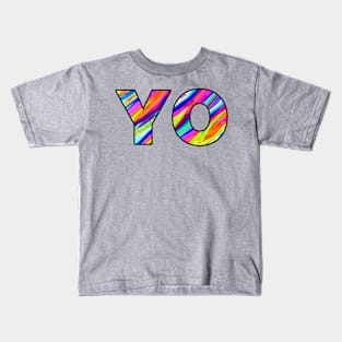 YO design colourful print pattern Kids T-Shirt